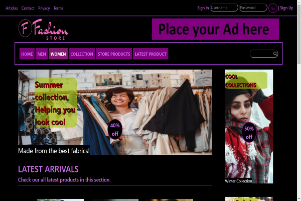 mock estore site